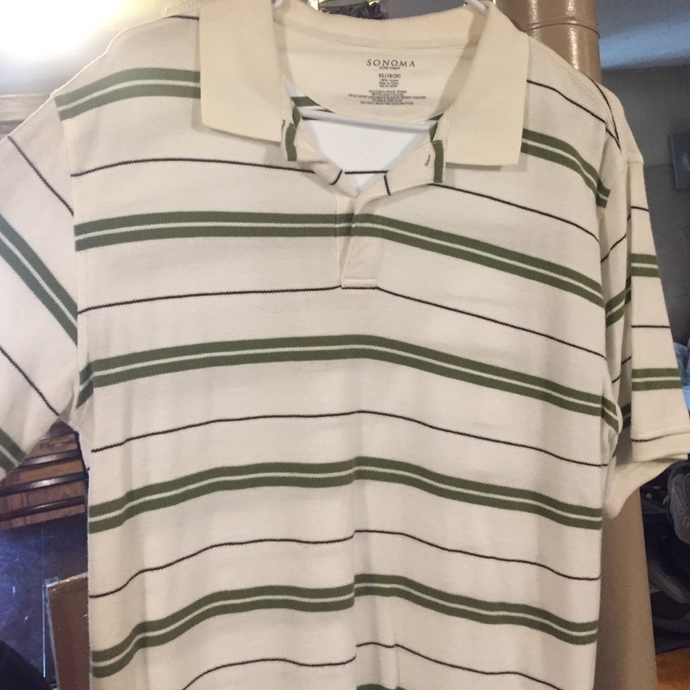 Sonoma XL Polo Shirt White w/ Stripes (18/20)